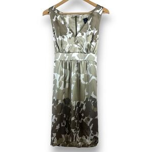 Mac & Jac Women's 14 Sleeveless Sheath Dress Neutral Ombre Leaf Print‎ 100% Silk